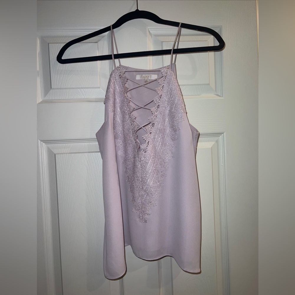 WAYF Lilac Lace Up Tank Top Blouse- Medium